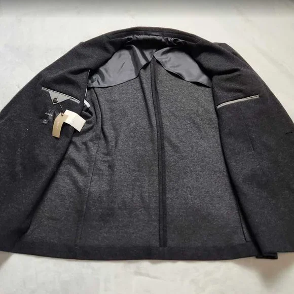 New men's XL J Crew slim fit knit suit jacket in wool-cotton blend Charcoal
